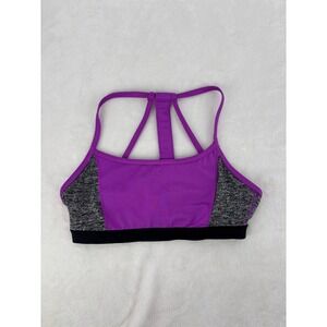 Athleta Sports Bra Women Size Small Purple Gray Strappy Back Sports
